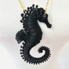 resin SEA HORSE and gold PLATED STEEL necklace